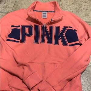 pink crew sweatshirt 1/4 zip